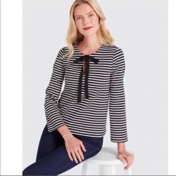 Draper James Tie Neck Striped Top - Picture 2 of 9